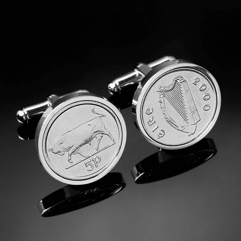 Irish Cufflinks 5p Bull and Harp Cufflinks Includes Etsy