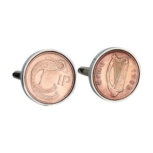 1985 Birthday Gift for Men, Year 1985 Coin, Irish Copper Coins, Lucky Coin Cufflinks, Birthday Gift for Him, Irish Money Jewelry