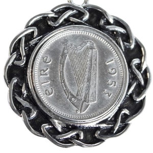 1953 Irish Threepence Coin Pendant - 1953 Birthday Gift for Women Handmade Gift for Wife Irish Gift for Mother - snake chain & box included
