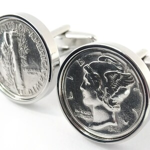 1944 Birthday Gift | 1944 American Dime coin cufflinks | Gift for Men - Gift for Dad - Gift for Husband - Genuine Coin