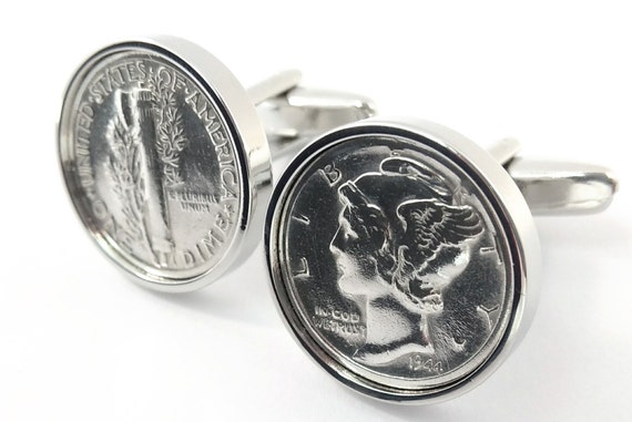 Handmade genuine coin cuff links Gift for Husband Gift for Men 73rd Birthday Gift Gift for Dad 1946 American Dime coin cufflinks