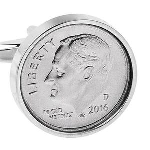 Abotoaduras com Moeda de Dez Centavos de 2016: Presente Comemorativo do 10º Aniversário em Lata