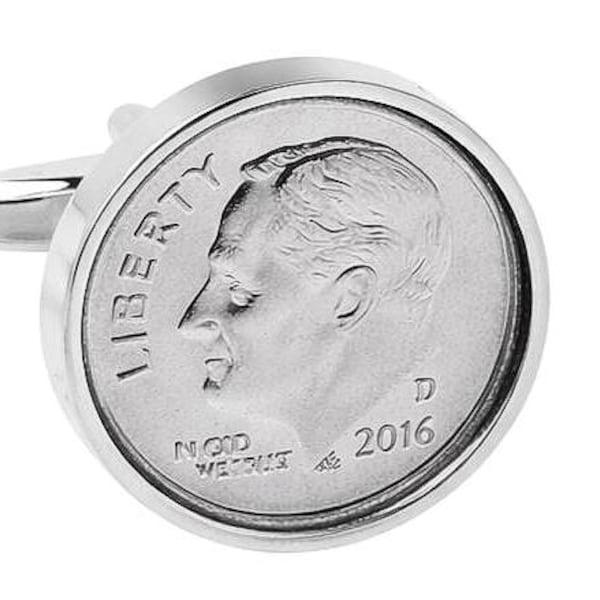 Abotoaduras com Moeda de Dez Centavos de 2016: Presente Comemorativo do 10º Aniversário em Lata