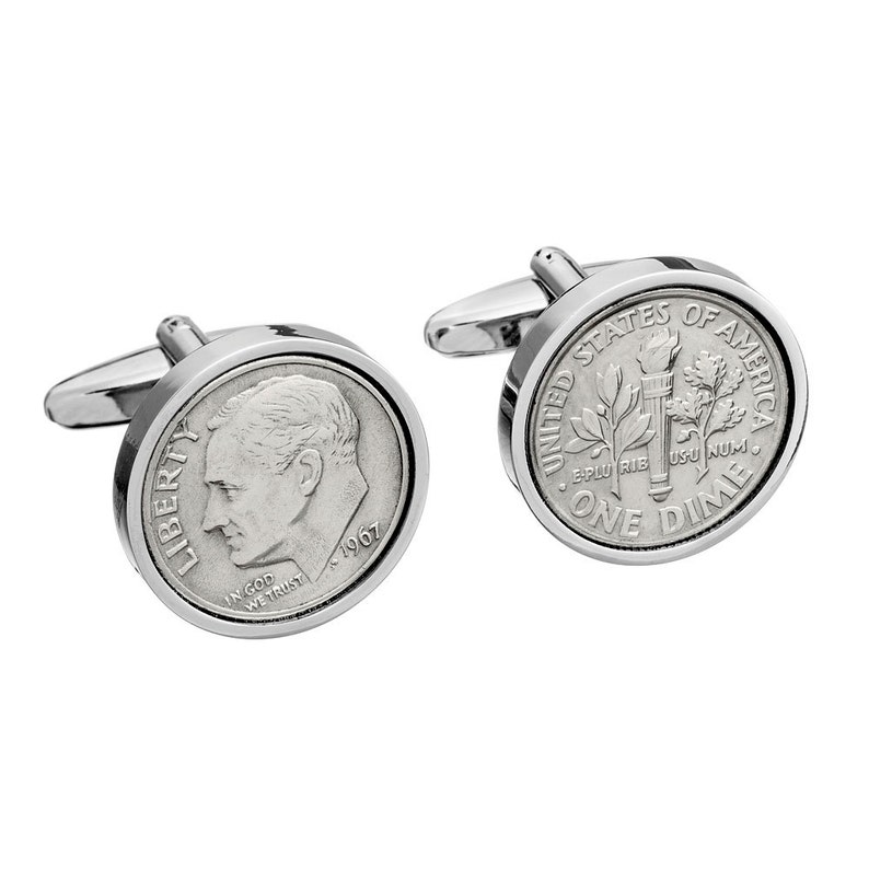 1967 American Dime coin cufflinks Perfect 52nd Birthday present gift for men Gift for father genuine 1967 handmade coin cuff links