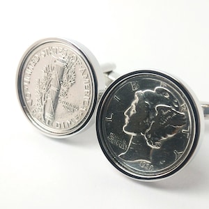 1938 Birthday Gift | 1938 American Dime coin cufflinks | Gift for Men - Gift for Dad - Gift for Husband - Handmade genuine coin cuff links