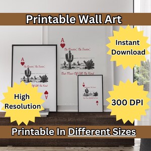 Ace of Hearts Cowboy Print: Retro Western Wall Art (Digital Download)