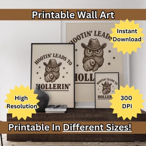 Funny Cowboy Owl Art Print: Western Home Decor (Digital Download)