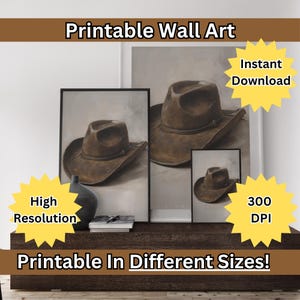 Cowboy Hat Western Art Print: Retro Americana Decor (Digital Download PNG Files 300dpi)