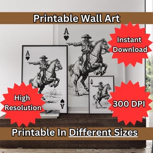 Cowboy Playing Card Art Print: Western Home Decor (Digital Download)