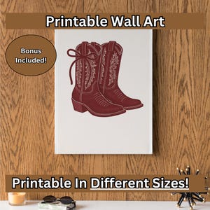 Coquette Bow Cowgirl Boots Print, Coastal Cowgirl Wall Art, Girly Western Print, College Apartment Aesthetic, Trendy Print, Dorm Decor