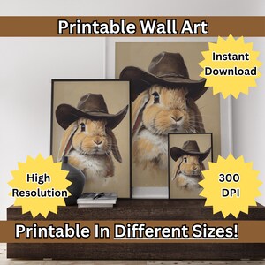 Cowboy Rabbit Nursery Print: Western Bunny Art (Digital Download)