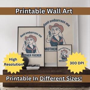 Retro Cowgirl Art Print: Western Wall Decor (Digital Download)