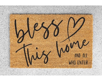 Christian Doormat Bless This Home Doormat Gift for Christian Home Decor Coir Door Mat Rug