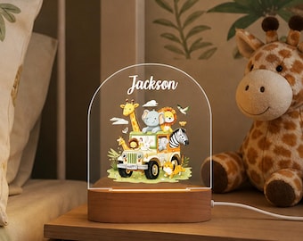 Lámpara de noche con diseño de safari, luz para bebé, lámpara de noche personalizada, regalo perfecto para amantes de los animales, 4 diseños de luz nocturna, decoración personalizada para habitación infantil.