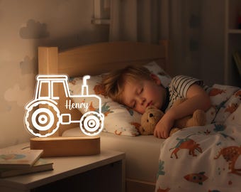 Spersonalizowana lampka nocna w kształcie traktora dla chłopców – lampka nocna LED z imieniem, dekoracja pokoju dziecięcego, idealny prezent do pokoju dziecięcego, lampka nocna przy łóżku