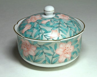 Vintage Porcelain Trinket Box by Serenade of Otagiri Japan  - circa 1960's