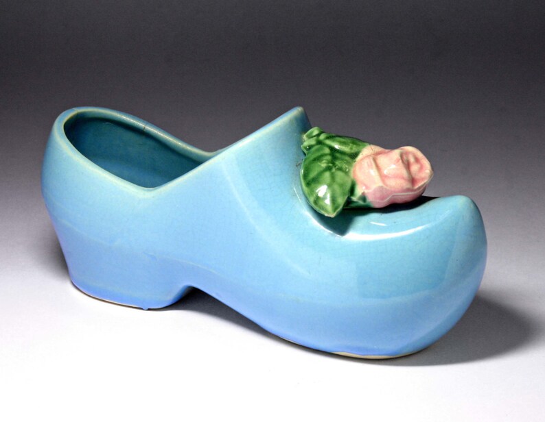 Vintage McCoy Blue Dutch Shoe Planter circa 1940's Etsy