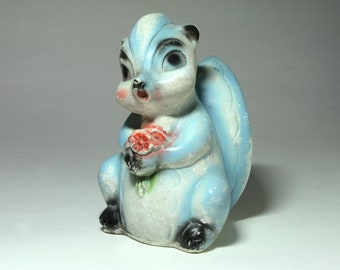 Vintage Chalkware Skunk Figurine - circa 1940's