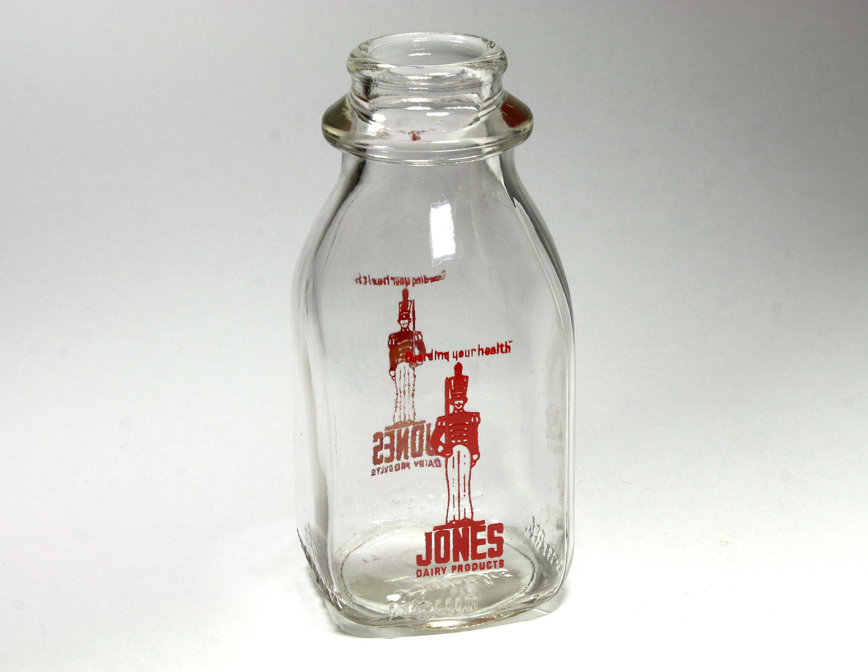 Glass Milk Bottle. Vintage Glass Milk Bottles. 3 Marked Bottle, 1 Unmarked.  Borland's Dairy, Meadow Gold, Old Milk Dairy Kitchen Decor 