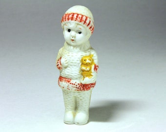 Vintage Penny Doll with teddy bear - circa 1920 's