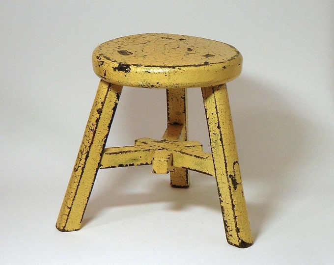 Vintage Yellow Stool Etsy