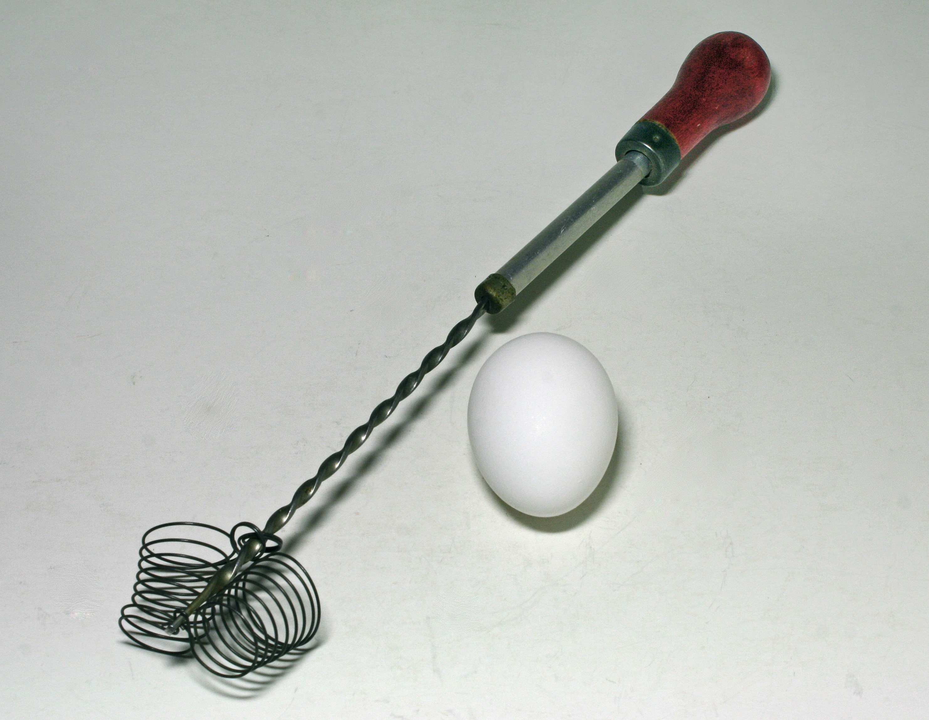Whisk Spring Coil Red Plastic Handle Stainless Open End 6 Vintage Mid  Century