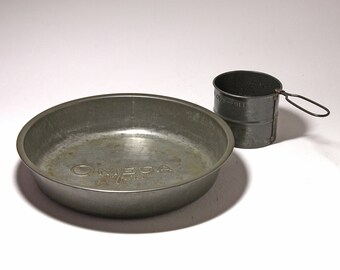 Vintage Large Deep Dish Pie Pan, Omega Flour Pie Pan - circa 1940's