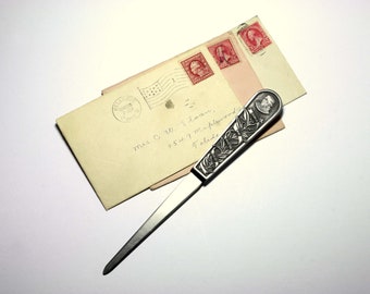 Vintage Benjamin Franklin Pewter Letter Opener - circa 1980's