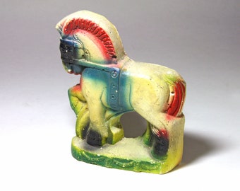 Vintage Chalkware Horse Bookend - circa 1940's