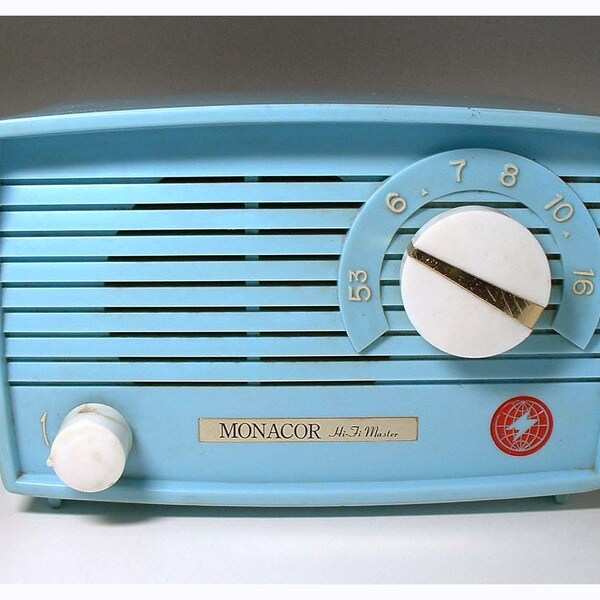 Vintage Turquoise Moncor Hi Fi Master Tube Radio - Circa 1960's