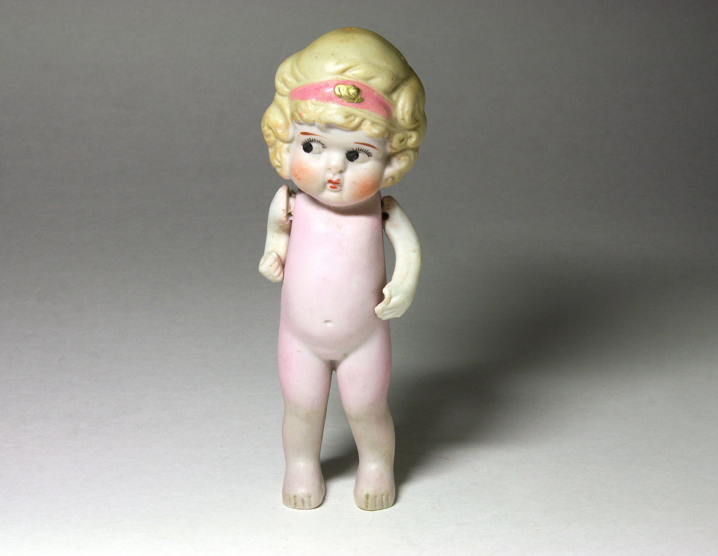 Old Bisque doll Betty Boop, Kewpie, Flapper antique doll, big eye doll,  Dollhouse size, All bisque, made in Japan, Christmas gift for mom
