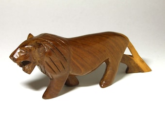 Vintage Wooden Hand Carved Lion - circa 1980's
