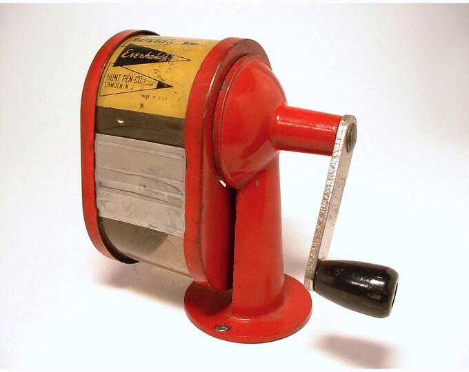 Vintage Red Boston Everhandy Pencil Sharpener Etsy