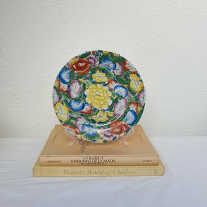 Vintage Chinese Mille fleur flower wall plate handpainted porcelain wandbord decorative China art oriental wall decor 20th century gifts