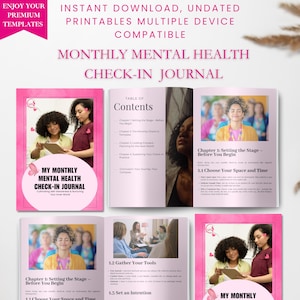 My Monthly Mental Health Check-In Journal | Printable Self-Care Journal | Digital Mental Health Planner | Mental Wellness | Anxiety Tracker