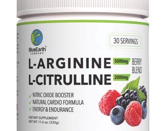 L-Arginine L-Citrulline Powder, Nitric Oxide Booster, Berry Blend