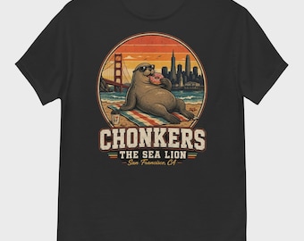 チョンカーズ・アシカ・サンフランシスコ・ファニー・シールTシャツ、ピア39アシカギフト、面白い海の動物グラフィックTシャツ