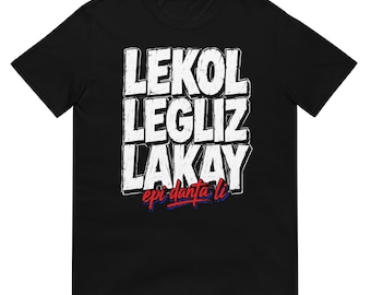 面白いハイチ・クレオール文化シャツ「Lekol Legliz Lakay ハイチ国旗」TシャツギフトグラフィックTシャツ