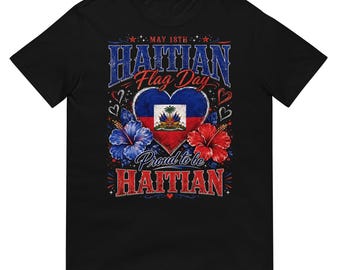ハイチの伝統を称えるシャツ、ハイチ国旗の日おめでとう、誇り高きハイチ国旗Tシャツ、カリブ海の誇りの贈り物、ハイチ好きのためのグラフィックTシャツ
