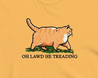 Schwergewicht Oh Lawd He Treading Ginger Cat Unisex-T-Shirt
