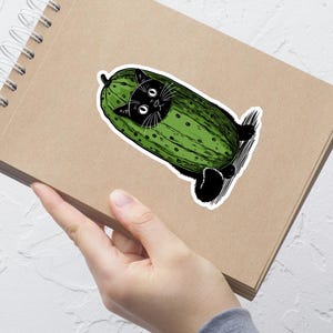 Black Cat In A Pickle Costume Bubble-free stickers