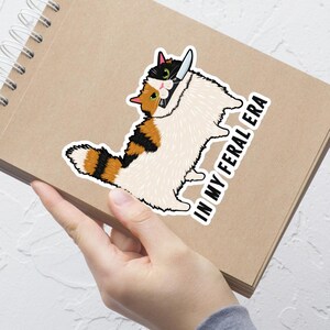 In My Feral Era Funny Calico Cat With Knife Bubble-free stickers