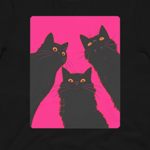 Schwarze Katzen Es ist Zeit Illustration Unisex T-Shirt aufzuwachen