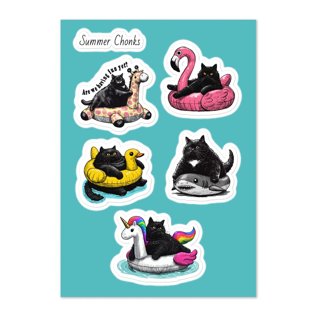 Summer Chonky Cats on Animal Floaties Sticker Sheet - Etsy