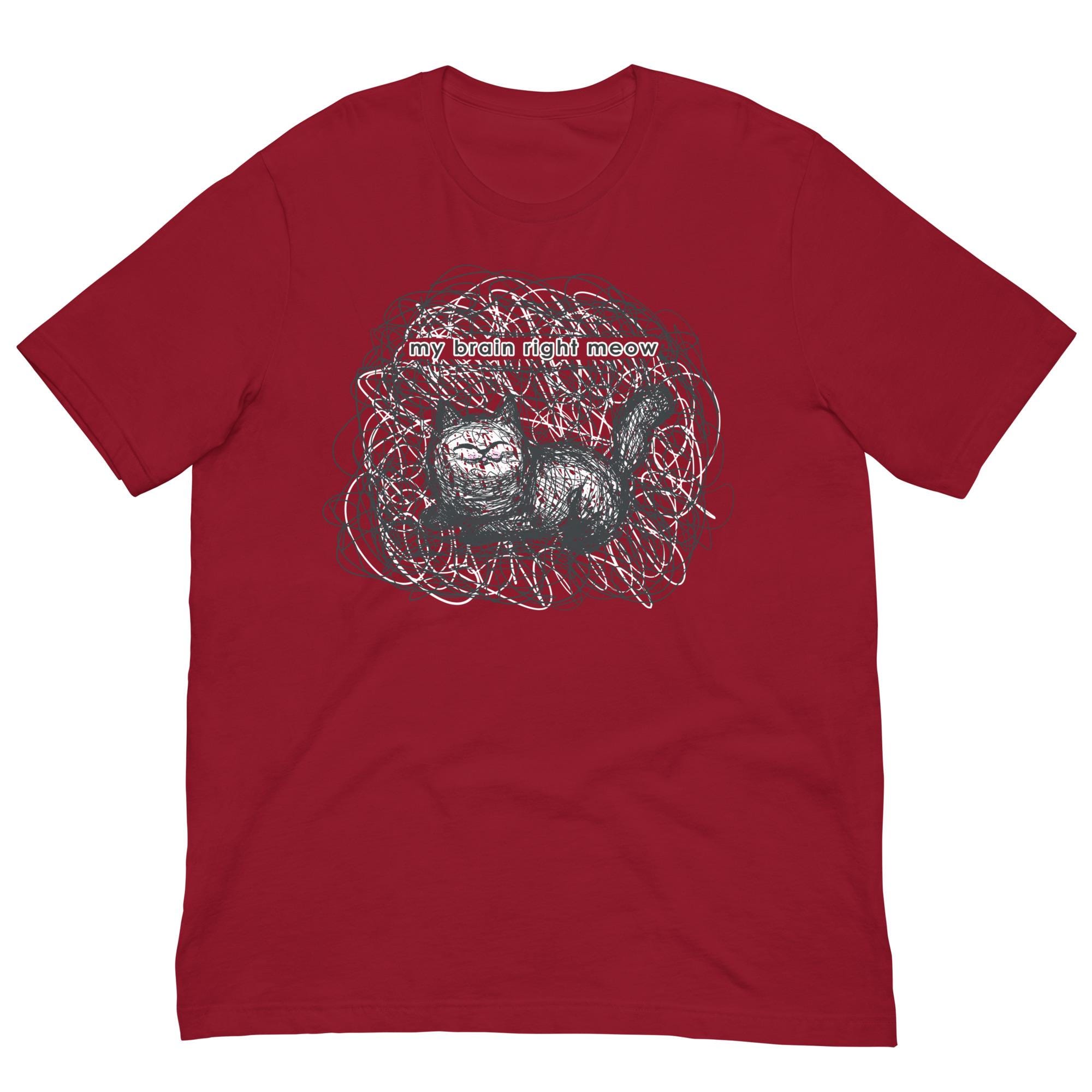 Scribbled Cat My Brain Right Meow Unisex T-shirt - Etsy