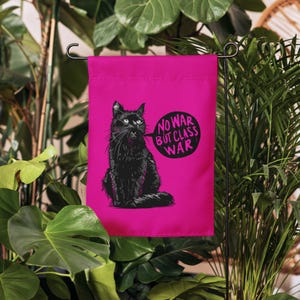 No War But Class War Black Cat Illustration Art Garden flag
