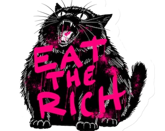 Chonky Black Cat Eat The Rich Magnet