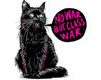 Black Cat No War But Class War Magnet
