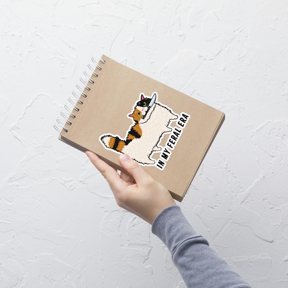 In My Feral Era Funny Calico Cat With Knife Bubble-free stickers
