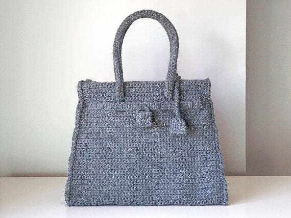 Grey crochet Birkin bag handmade purse with the style of one | Etsy